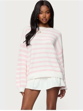 EUC, LIKE NEW!!! Edikted Pink and White Knit Sweater
